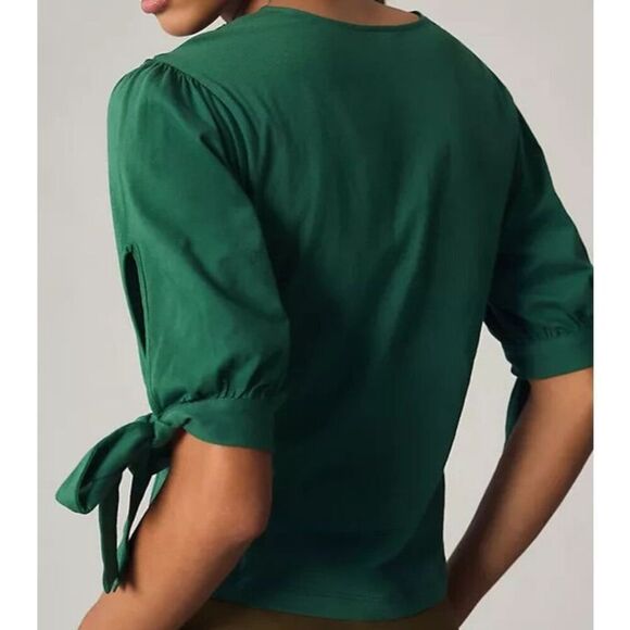 Tiny x Anthropologie Women's Sz M Emerald Green Ophelia Embroidered Top - Picture 9 of 9